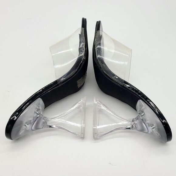 Superdown | Clear Acrylic & Black Cherie Open Toe Structured 4" Heels, Size 7 - Picture 6 of 11